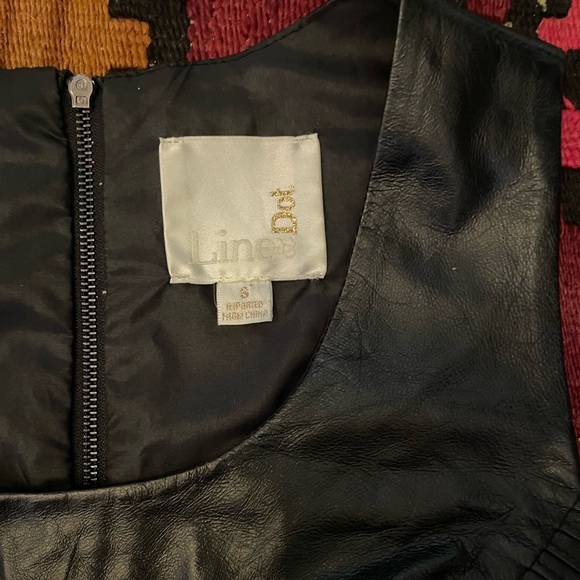 Leather and Chiffon Fit and Flare Dress - Picture 4 of 4